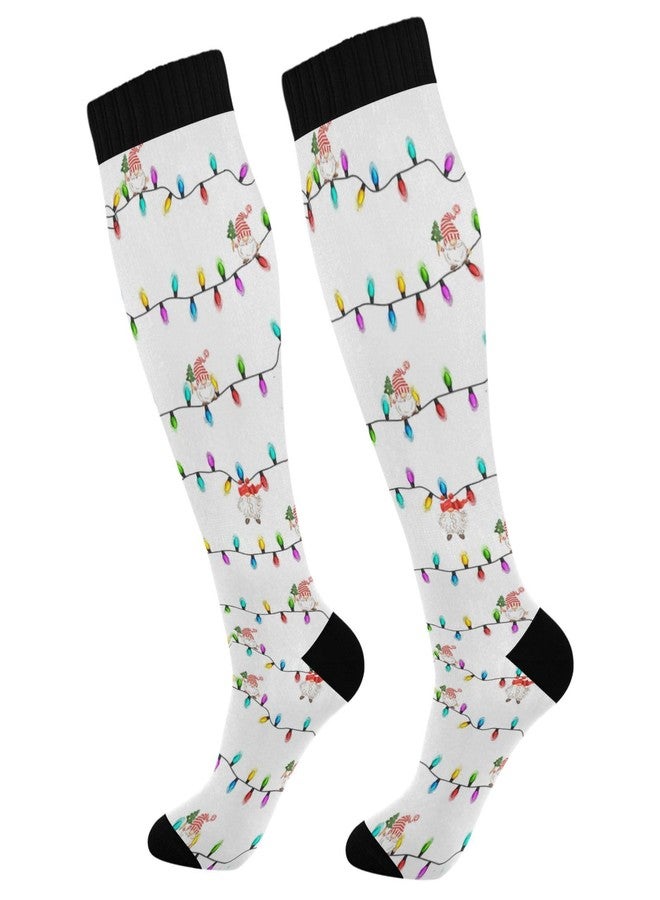 Wusikd Christmas Gnomes Compression Socks for Women and Men Circulation Colorful Lamps Long Socks for Athletic Running 1 - Image 1